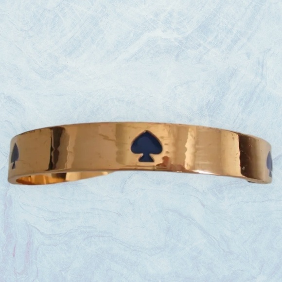Kate Spade Gold Tone Royal Blue Enamel Spade Logo Bangle Vintage 0037 - Picture 4 of 6